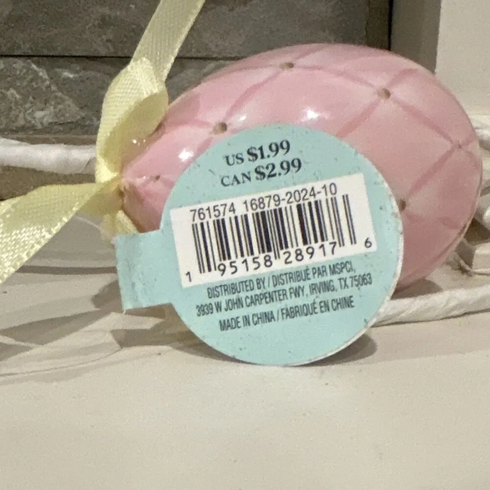Ashland Egg Ornament Pink White Gold Easter Monogram Z